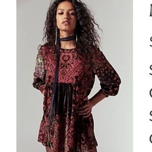 Free People Crushed Burnt Velvet Babydoll Dress